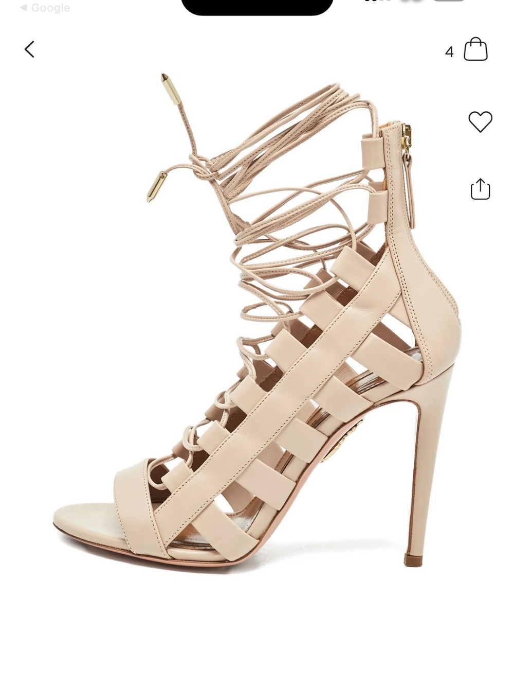 Aquazzura Beige Lace-Up Gladiator Stiletto Sandals
